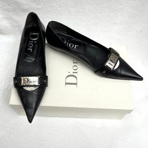 Auc DIOR Flat Pointy Black Ballerina Shoes 6